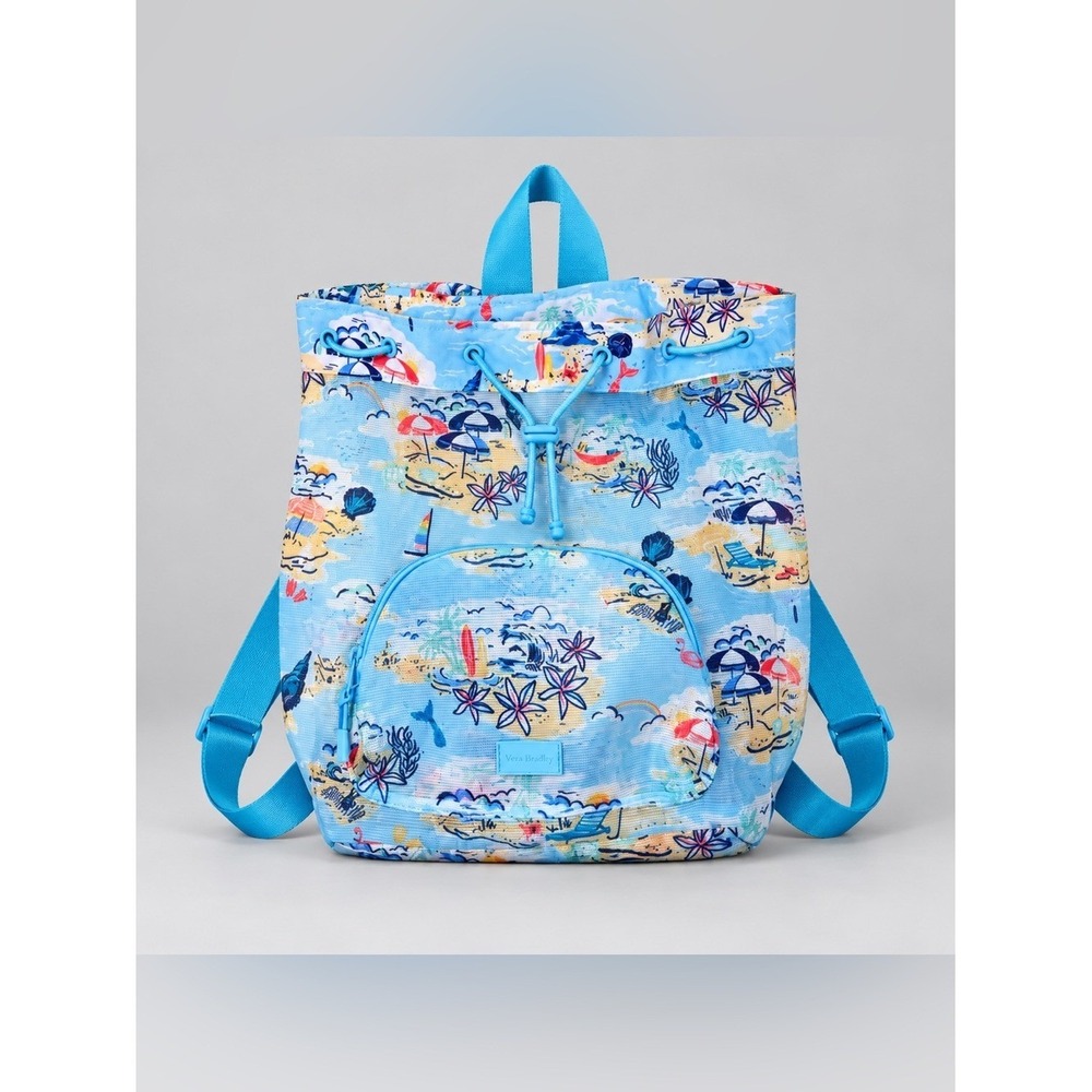 Vera Bradley Mesh Backpack Beach Treasure Floral Drawstring Lightweight